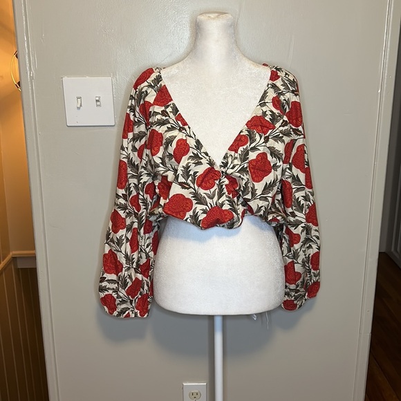 RHODE Este Top Garden of Dream Red Floral NWT Size Large - Picture 10 of 15